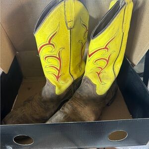 Old West Tan and Red Leather Boots